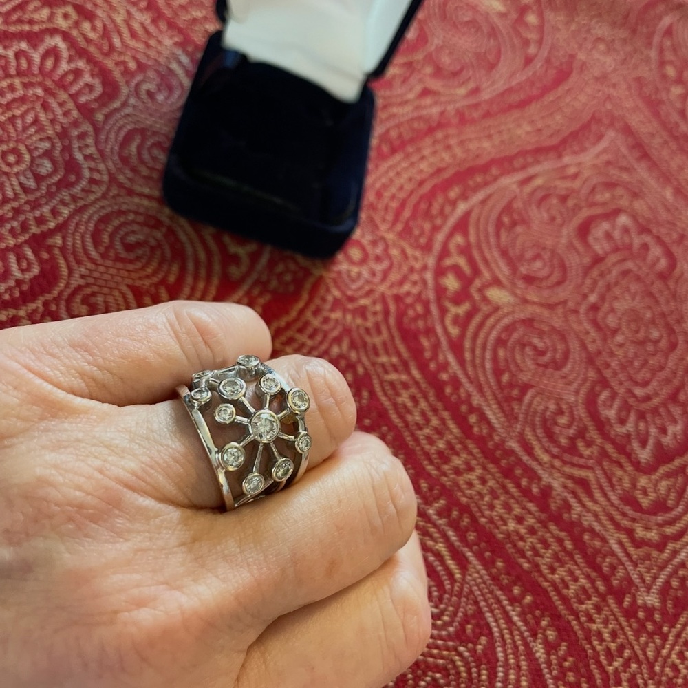 Diamond Ring White 14K Gold Size 7 - Picture 5 of 14